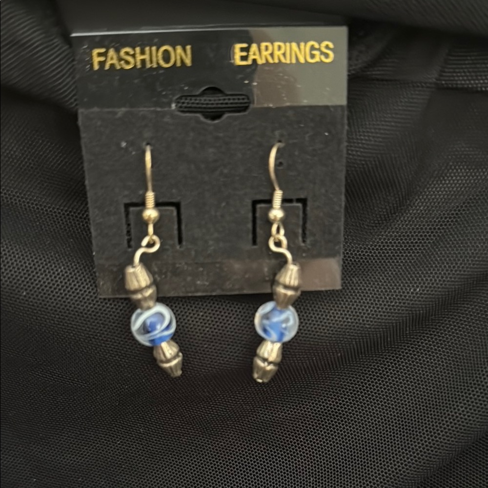 Gold and Blue Fashion Earrings